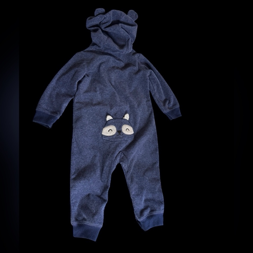 Carter’s Fleece One Piece with Fox/Raccoon Appliqué - Picture 2 of 5